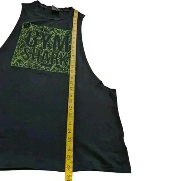 Gymshark Muscle Tank Mens M Active Gym Train Run Workout Black Green Graphic - Picture 11 of 11